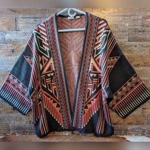 Cato Orange Aztec on Light Black/Gray Cardigan Sweater
